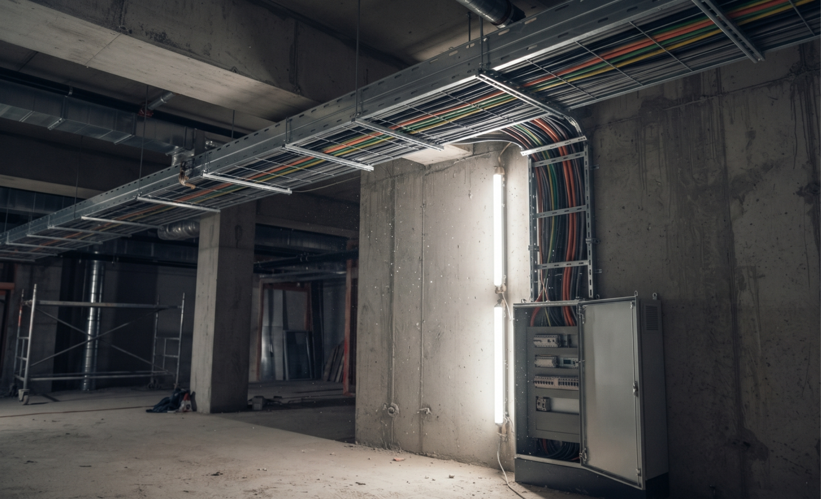 Elektroinstallation im Rohbau: Kabeltrassen und Schaltschrank